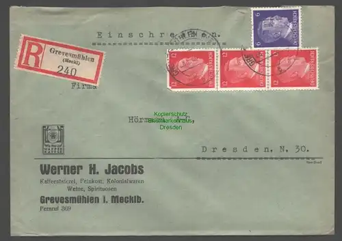 B9374 R-Brief Gebr. Hörmann A.-G. Grevesmühlen (Meckl) 1943 Werner H. Jacobs