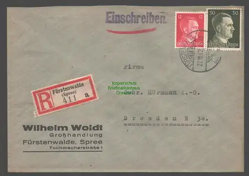 B9345 R-Brief Gebr. Hörmann A.-G. Fürstenwalde (Spree) a 1942 Wilhelm Woldt