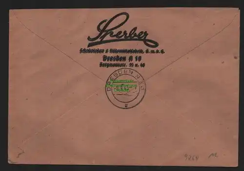 B9264 R-Brief Gebr. Hörmann A.-G. Dresden 35 b 1943 Sperber  Schokoladen& Nähr