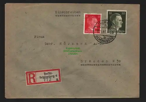 B9161 R-Brief Gebr. Hörmann A.-G. Berlin Schöneberg 4 a 1943 Adolf Fritsch