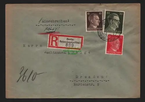 B9155 R-Brief Berlin- Reinickendorf Ost 1 1943