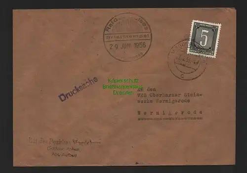 B7151 Brief DDR ZKD Ducksache B 1 Wernigerode EF Einzelfrankatur 1956 unzulässig