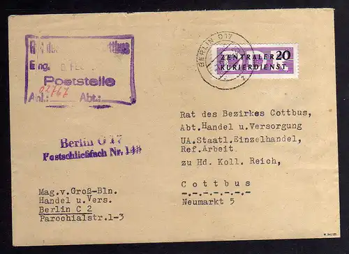 B1820 DDR ZKD 7 Brief Berlin Magistrat Handel u. Versorgung geprüft BPP nach Cot