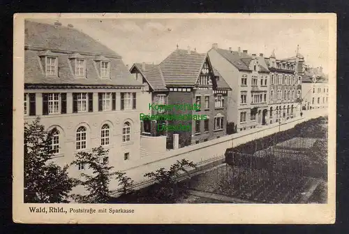 126520 AK Solingen Wald 1917 Poststraße mit Sparkasse