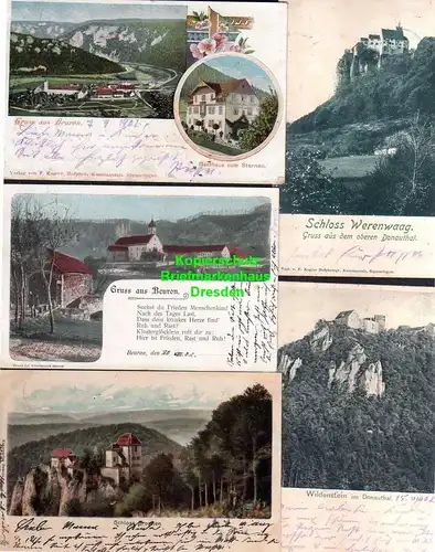 114151 5 AK Beuron 1901 Gasthaus zum Sternen Benediktiner Erzabtei Schloss Bronn
