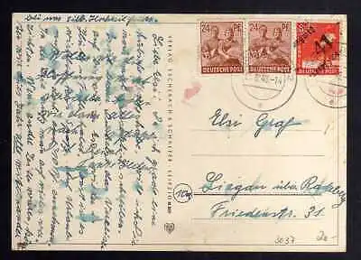 h3037 Handstempel Bezirk 41 Hermsdorf-Oberlungwitz Postkarte mit zehnfach geprüf