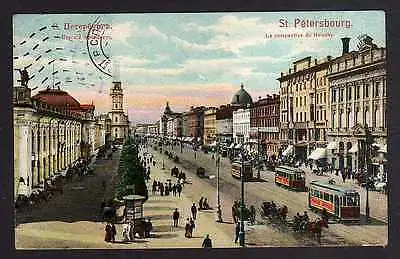 94994 AK Russland Sankt Petersburg 1908 Straßenbahn Newski Straße