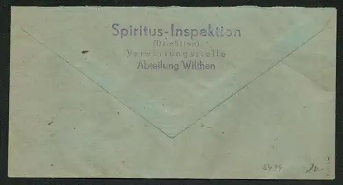 h5434 SBZ Handstempel Bezirk 14 Brief Wilthen 29.6.48 Spiritus Inspektion