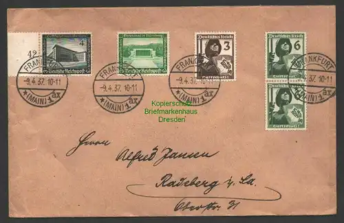 B7410 Brief DR Frankfurt Main 1937 nach Radeberg