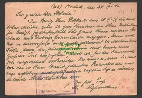 B7519 Postkarte Gebühr bezahlt Meschede 1946 nach Gotha