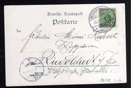 86478 AK Litho Neubrandenburg 1897 Tollense See Reuter Denkmal Brodaer Holz