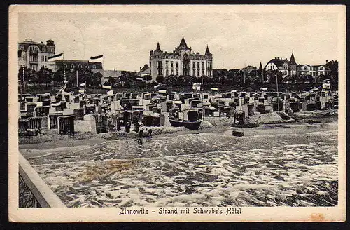 46136 AK Zinnowitz Strand mit Schwabes Hotel Strandkorb