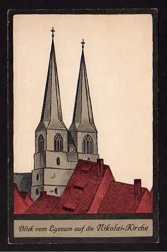 37445 AK Quedlinburg Lyzeum Nikolai Kirche 50 jährige Jubelfeier um 1920