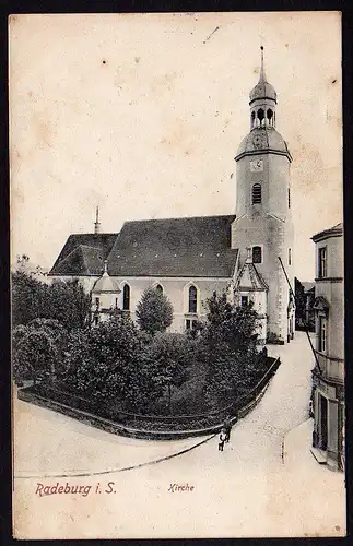 37102 AK Radeburg Kirche Vollbild 1909 Verlag Fischer lenz
