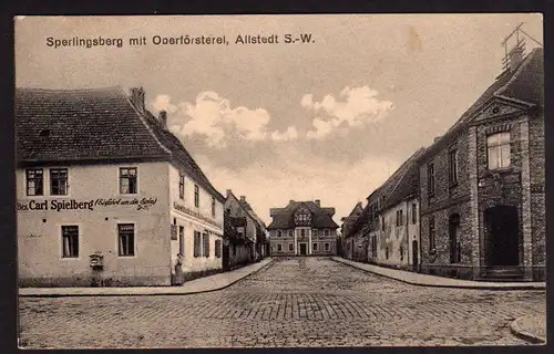 35528 AK Allstedt Sperlingsberg Oberförsterei Gasthof 1916 Bahnpost Oberröblinge