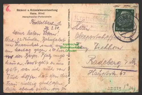 35593 AK Herschweiler Pettersheim 1938 Krottelbach über Kusel