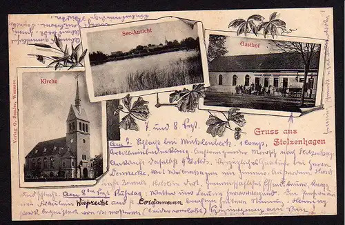 35437 AK Stolzenhagen Wandlitz um 1905 Gasthof See Kirche Restaurant
