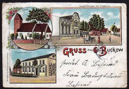 35479 AK Gr. Buckow Groß Buckow Gasthof Herrgott Amtsmannhaus 1900