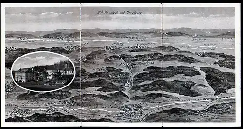 35503 3teilige Klappkarte Bad Krummbad und Umgebung 1915