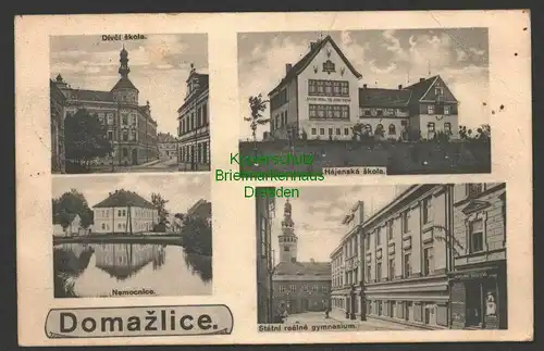 145467 AK Domazlice Taus 1940 Schulen Gymnasium Feldpost ü. Deutsche Dienstpost