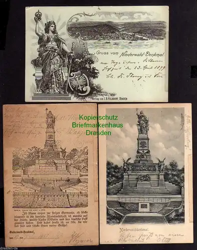 116967 3 AK Niederwalddenkmal bei Rüdesheim am Rhein Vorläufer 1887 Niederwald D