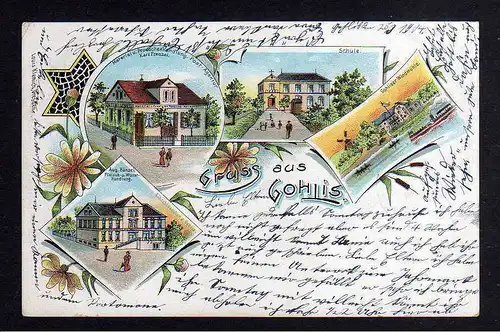 102773 AK Gohlis bei Cossebaude Litho 1904 Schule Fleischerei Material Post Agen