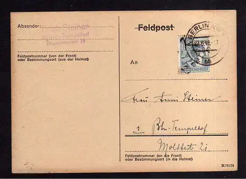 h1718 Handstempel Bezirk 3 Berlin 7 Postkarte 12 Pfennig gepr. BPP