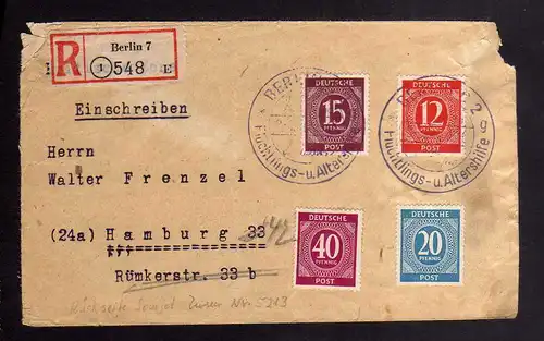 B2729 Brief Berlin 1948 Sowjetische Zensur 5213 SBZ SST Flüchtlings- Altershilfe