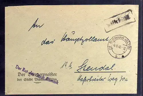 B264 SBZ Gebühr bezahlt 1945 Stadt Bismark Altmark Der Bürgermeister - Der Rat d