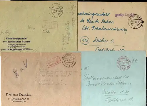 B1988 7x Brief SBZ Gebühr bezahlt 1948 Währungsreform Dresden A50 Kreisrat  A 53