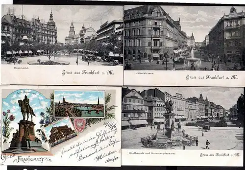 94081 7 AK Frankfurt am Main 1896 Zeil 1923 Kaiserstraße Goetheplatz Gutenberg