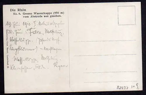 82437 AK Die Rhön Große Wasserkuppe Künstlerkarte 1913