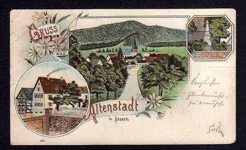 110844 AK Altenstadt in Hessen Litho 1897 Apotheke Krieger Denkmal