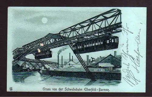 109876 AK Elberfeld Barmen um 1900 Gruss von der Schwebebahn