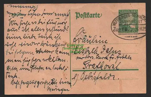 B8864 DR Postkarte Bahnpost Weferlingen - Neuhldensleben 1925