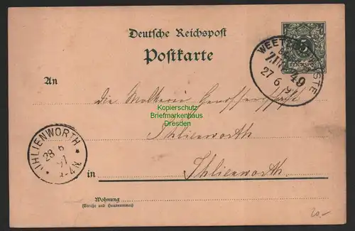 B8863 DR Postkarte Bahnpost Weetzen - Haste 1897
