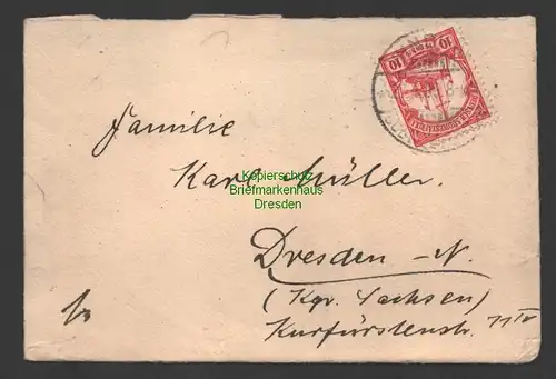B10265 DSW Deutsch Südwestafrika Brief Windhuk 1909 nach Dresden