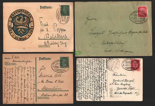 B8842 9x DR Postkarte Ganzsache Brief Bahnpost Frankfurt Basel 1930 -  Ortsbund