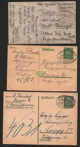 B8840 3x DR Postkarte Ganzsache Bahnpost Erfurt - Themar 1918 1925 1933