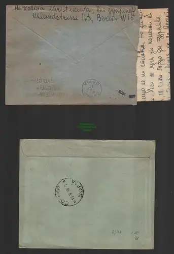 B8976 2x Brief Luftpost DR Flugpost 1942 Berlin nach Sofia Bulgarien Zensur mit