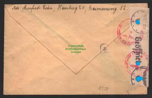 B8958 Brief Hamburg 1942 nach Gand Gent Belgien Zensur OKW
