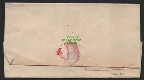 B10088 Vorphila Faltbrief Mengen rot Zweizeiler ohne Inhalt 1844 nach Stuttgart