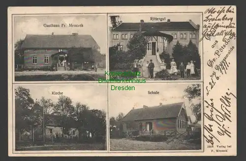 145753 AK Groß Pötsdorf bei Geierswalde Kirche Gasthaus Mroczek Schule Rittergut