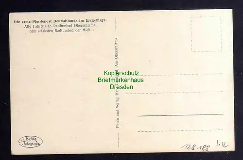 128188 AK Radiumbad Oberschlema Erste Pferdepost Deutschlands um 1930