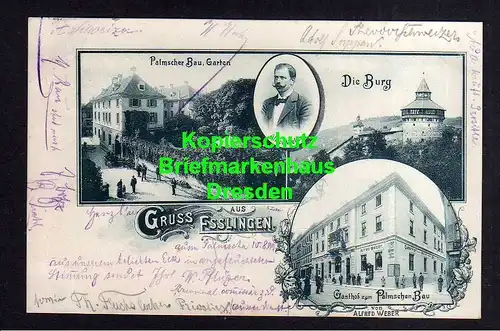 115990 AK Esslingen 1899 Gasthof zum Palmschen Bau Alfred Weber Straße Biergarte