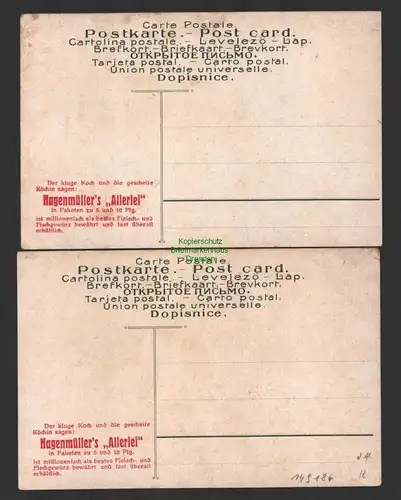 149186 2 AK Künstlerkarte Veilchen Reklame Hagenmüllers Allerlei Gewürze um 1920