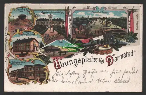 149221 AK Übungsplatz bei Darmstadt Litho 1909 diverse Gebäude