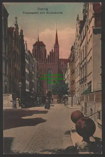 149204 AK Danzig Frauengasse und Marienkirche um 1915