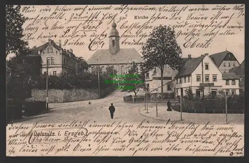 149058 AK Oelsnitz i. Erzgeb. 1905 Kirche Friseur Salon