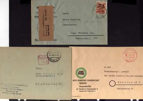 B1984 6x Brief SBZ Gebühr bezahlt 1948 Währungsreform Dresden A1 Auto Transport